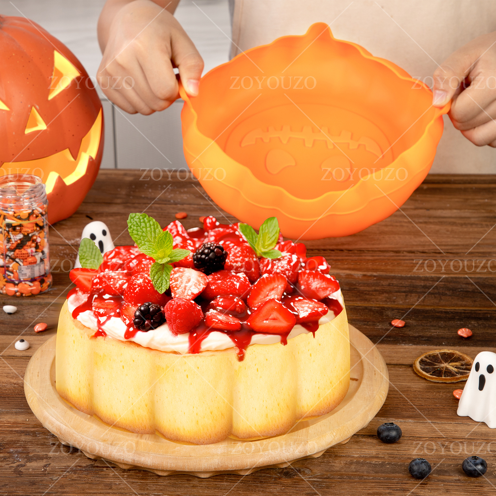 1pc Silicone Cake Mold Cartoon Halloween Pumpkin Shaped Baking Pan