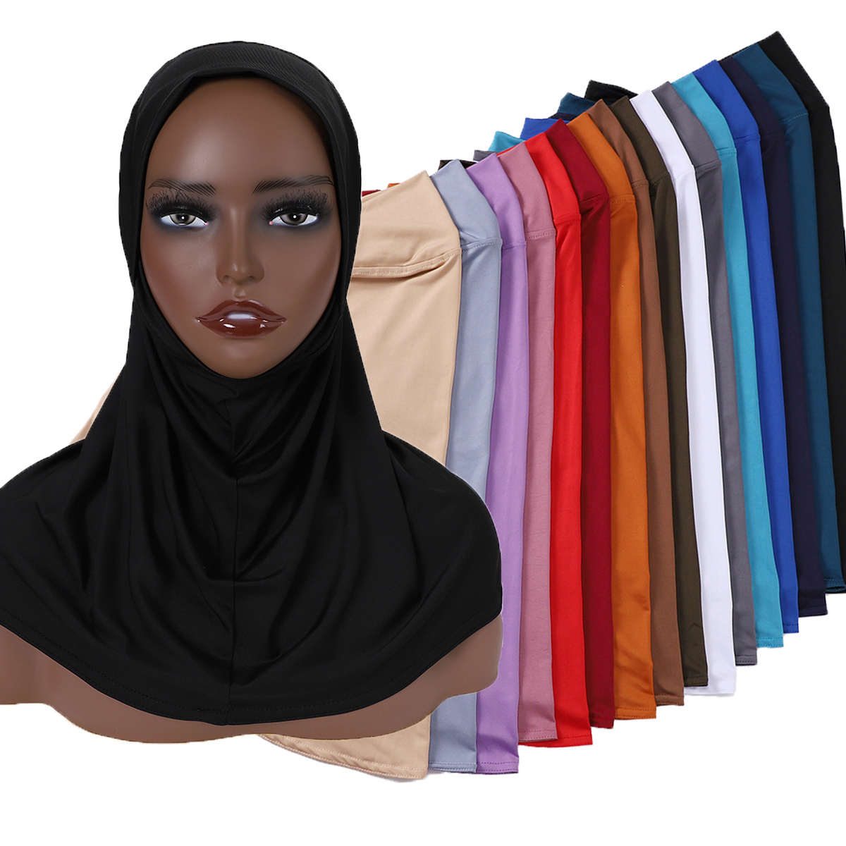 Solid Color Stretch Jersey Instant Hijab Cap Basic Pullover Temu