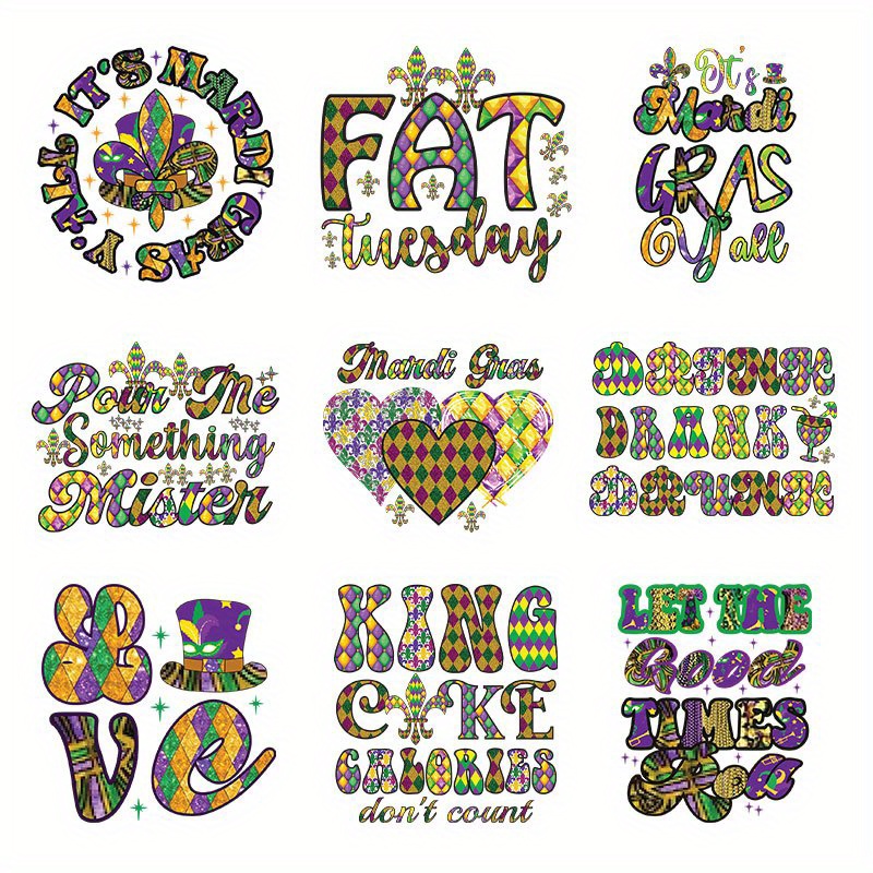 Fashion Mardi Gras Y'all Festival Printing Decals Iron On - Temu Oman