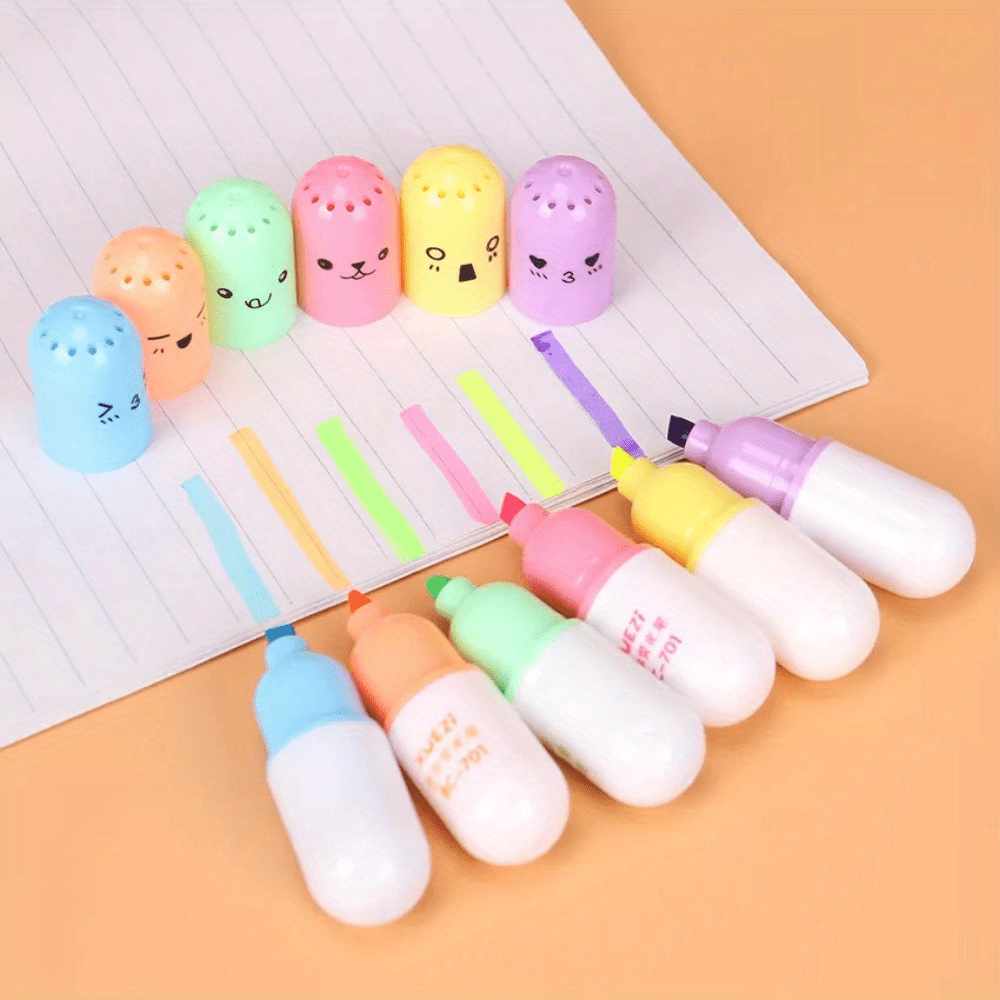 6pcs /Set Cute Pill Mini Highlighter Marker Drawing Pen School