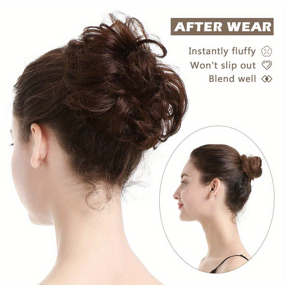 Brazilian Human Hair Messy Hair Bun Chignon Extensions - Temu