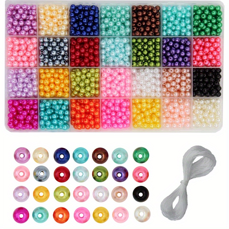  1960PCS Pearl Beads for Bracelets Kit, 6mm 28 Colors Multicolor  Rainbow Round Beads for DIY Bracelet Necklaces Jewelry Making Supplies,  Pearls Beads with Holes DIY Crafts Accessories for Gifts