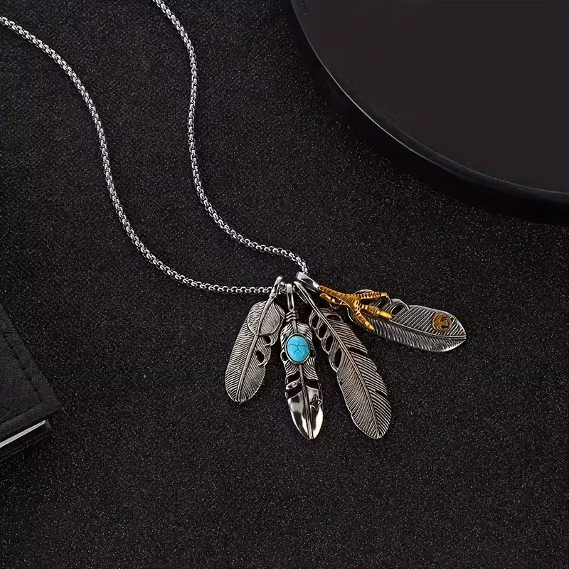 1pc fashion necklace stylish feather pendant for boys your look and add charm to Product details 3