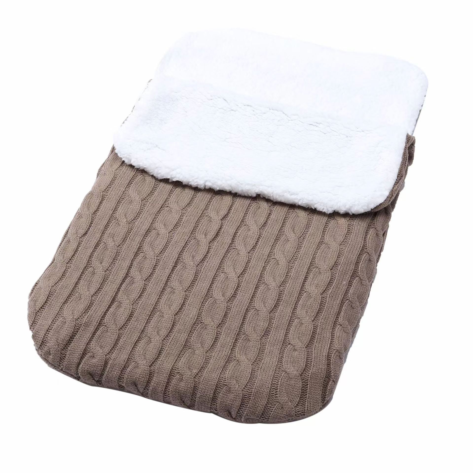 Baby Plus Velvet Sleeping Bag, Thickened Knitted Warm Blanket