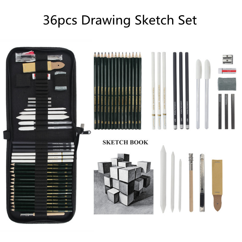 14pcs Artist Sketch Drawing Pencil Set 12b-6h Sketch Art Craft Gift Black