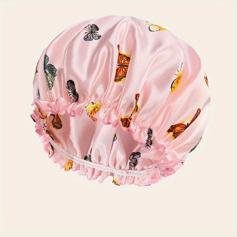 Butterfly Print Satin Bonnets Elegant Solid Color Ruffle - Temu Philippines