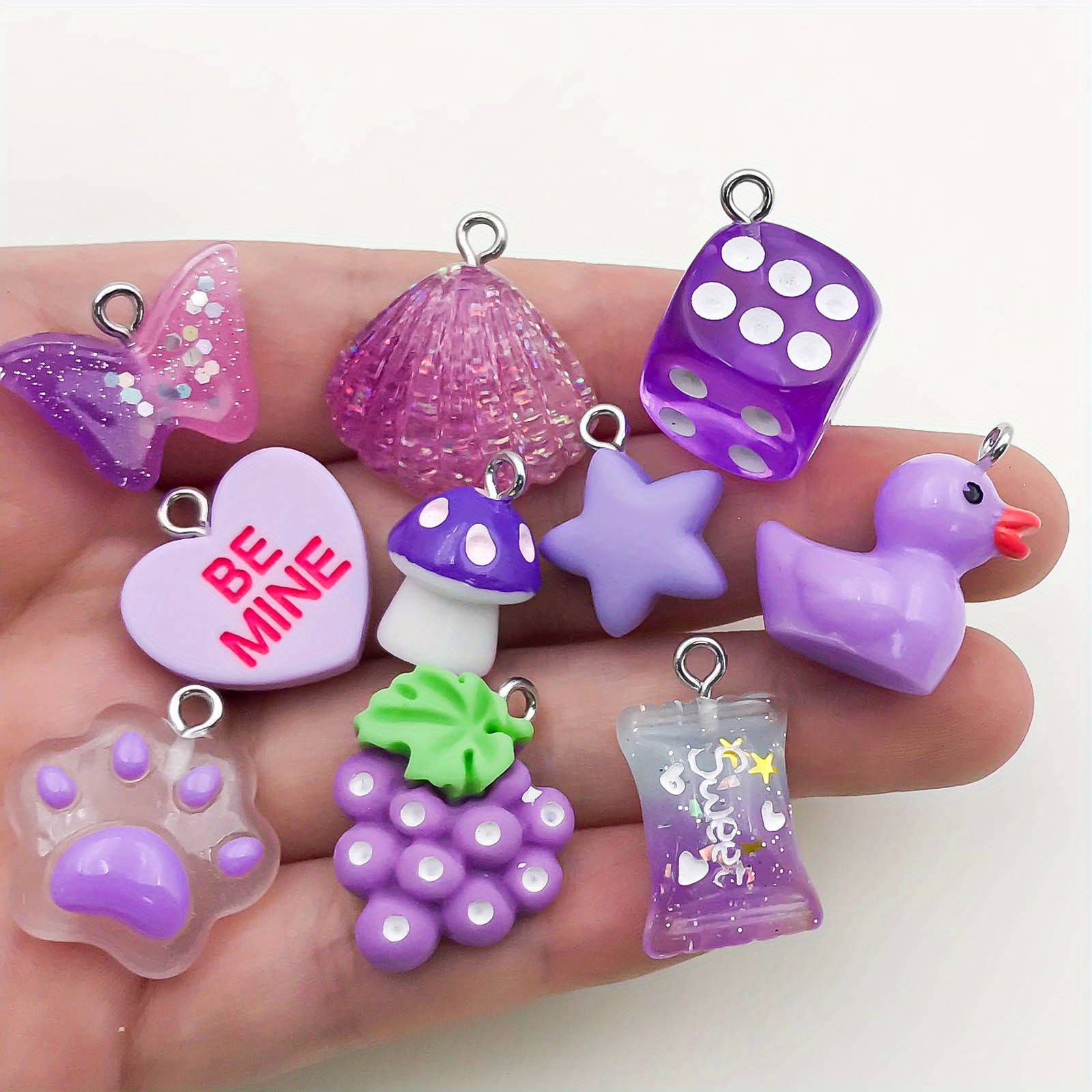 Randomly Mixed 3d Resin Cute Charms 9 Colors Solid Color - Temu