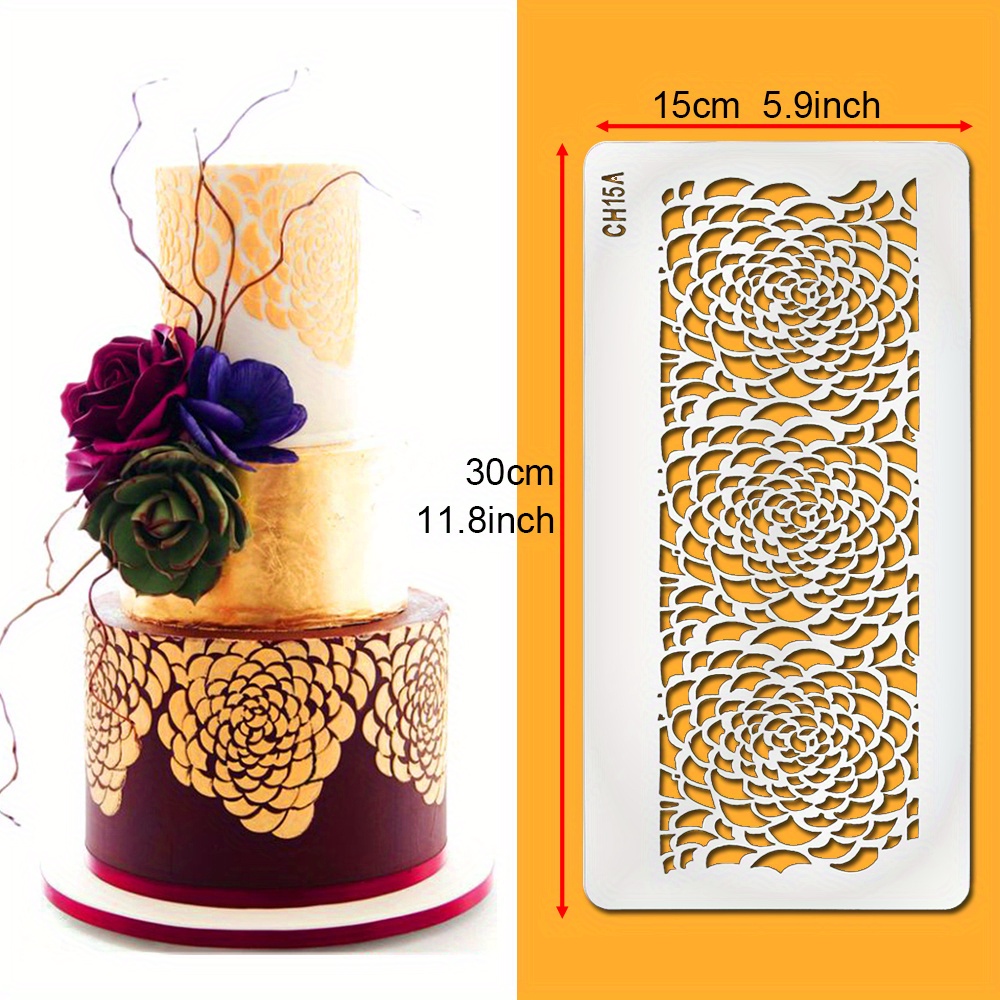 Cake Stencil Template Cake Decoration Mold Geometry Flowers - Temu