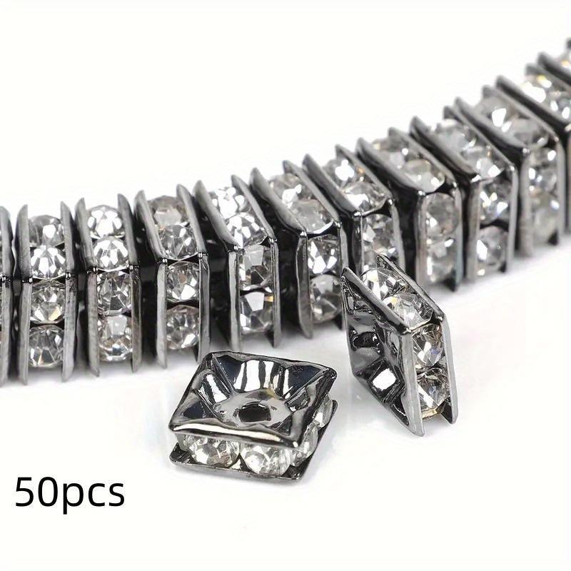 Square Crystal Rhinestone Spacer Beads Jewelry Making Diy - Temu