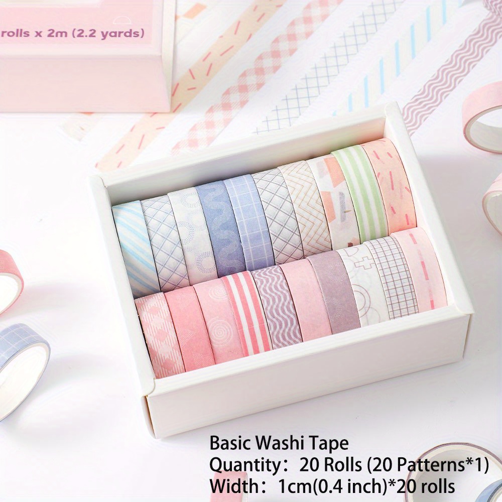 7mm*300cm 20 Rolls/box Simple Split Thin Washi Tape Set Creative DIY  Journal Collage Decor Material Stationery - JianWu Official Store