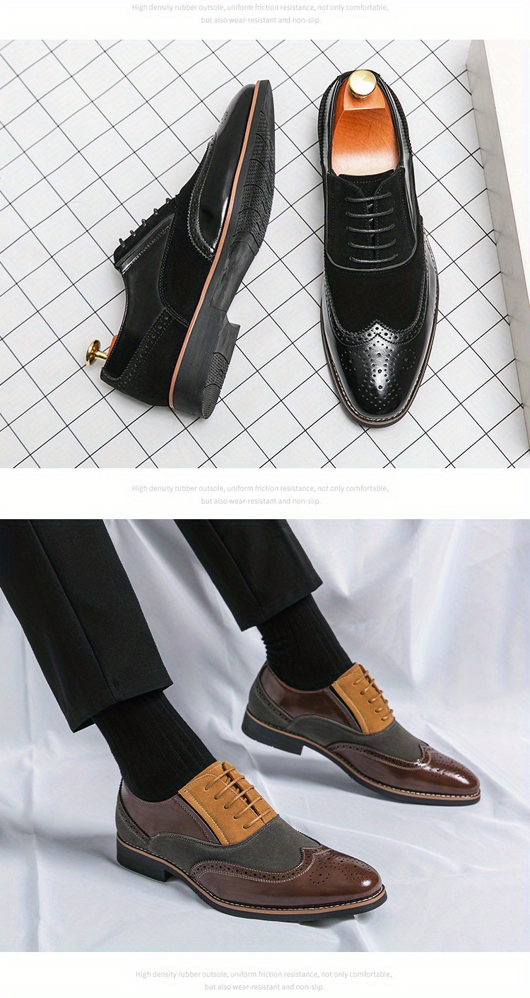 Mens Brogue Wingtip Oxford Shoes Lace Up Front Dress Shoes For Men