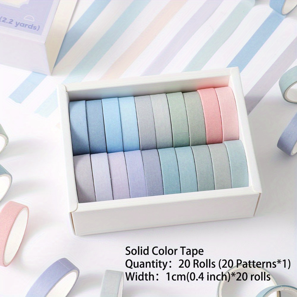 Pastel Color Narrow Solid Washi Tape Set