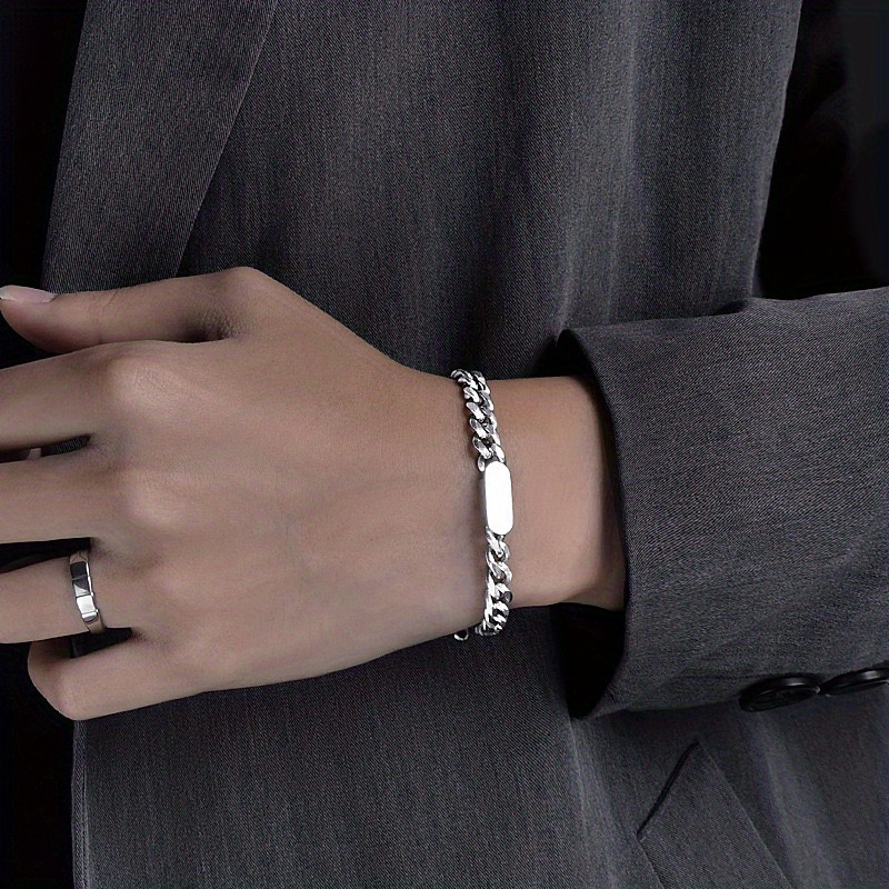 Bracciale Uomo Cuban Link Turchese - Acciaio Inox 316L, Catena Hip Hop Bangle, Regalo Uomo