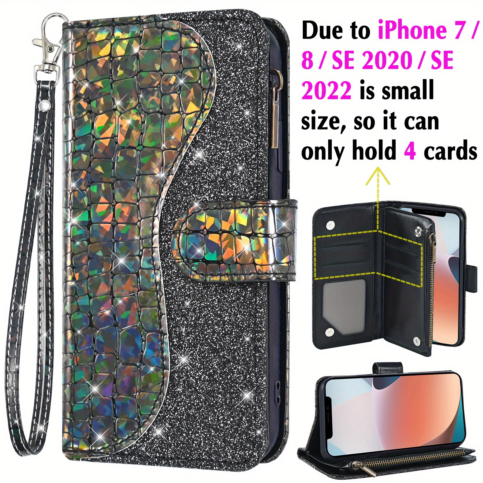 iPhone SE 2020 Case, iPhone 8 Case, iPhone 7 Case,DUEDUE Glitter