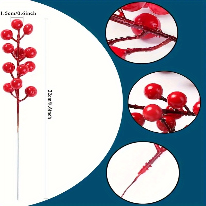 Fake Red Berry Stems Artificial Red Berry Red Berries For - Temu