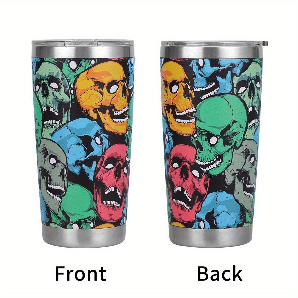 Double Walled Skull Tumbler With Lid And Straw - Perfect For Summer And  Winter Drinks, Travel, And Halloween Decor - Temu New Zealand