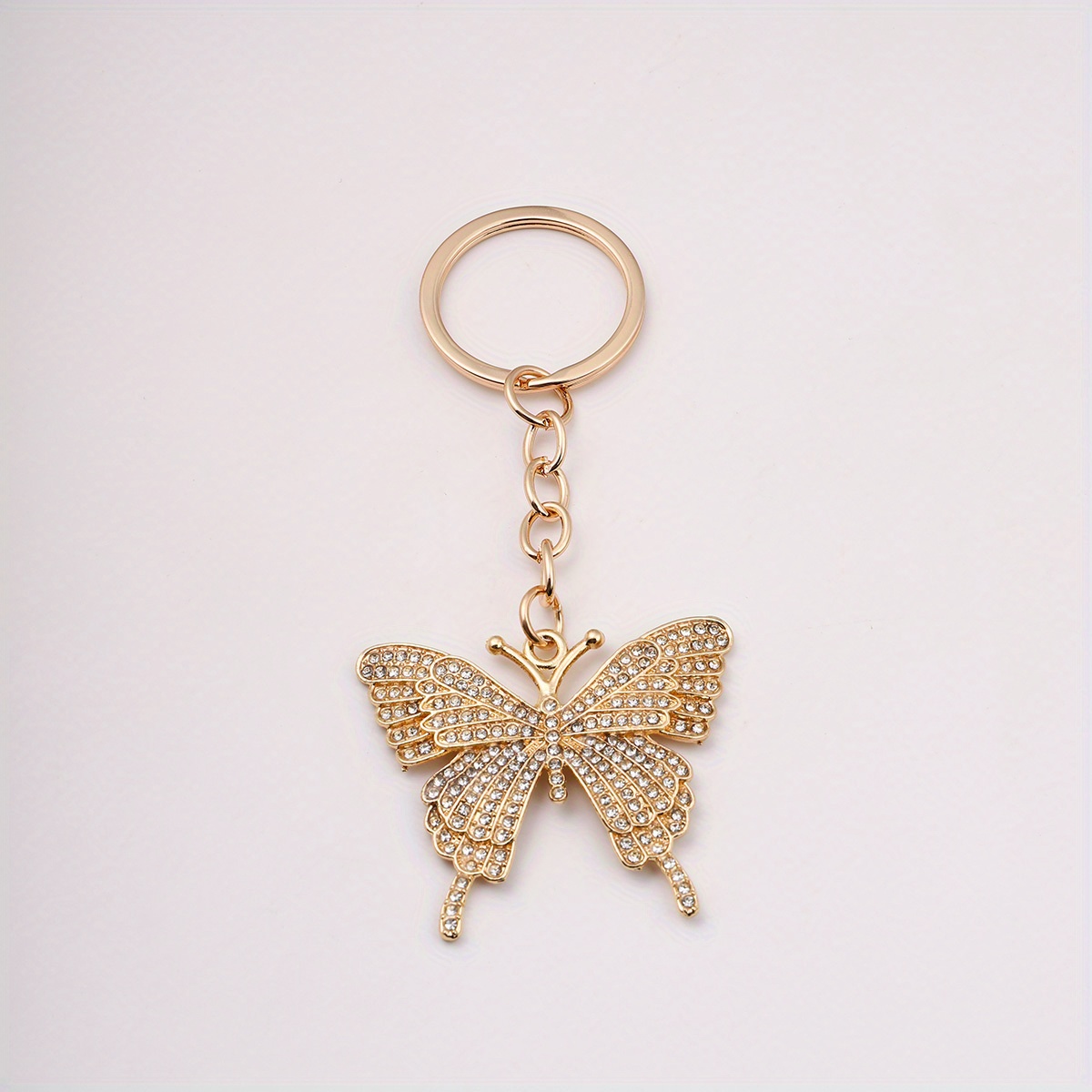 Alloy Rhinestone Golden Butterfly Keychain Fashion Cute Bag - Temu