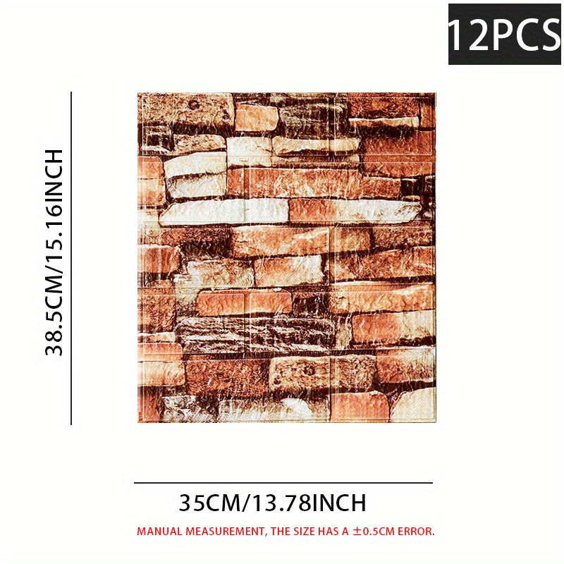 12pcs DIY 3D Wall Sticker Soft Brick Wallpaper Self Adhesive Waterproof