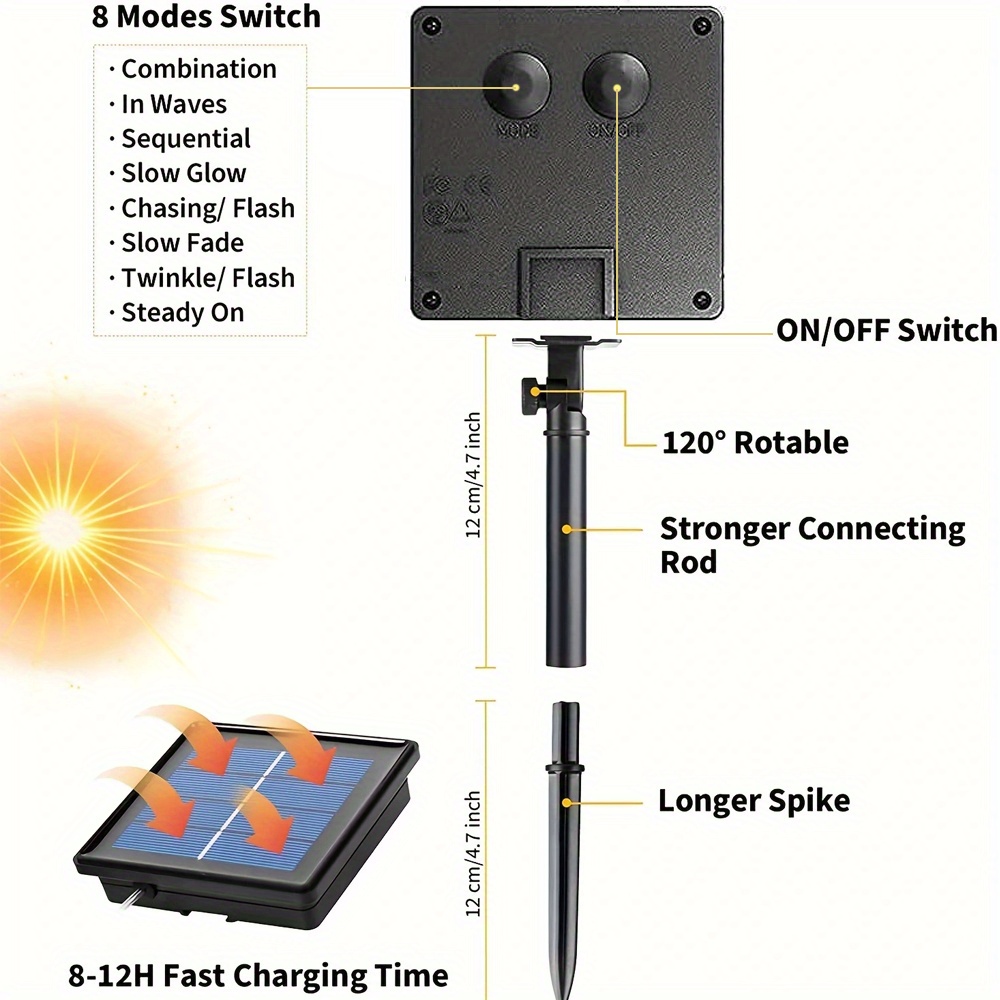 Solar LED Light Path Deck Outdoor Garden Solar String Lights Solar Rope Lights Outdoor Lighting strips Led Garland Lights For Wedding Party Christmas Halloween Decoration Garden Stair with Smart Light sensor 8 Light Modes