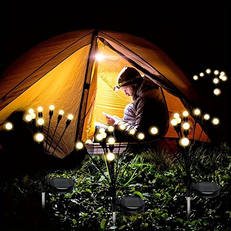 Lumini solare tip licurici cu 6/8/10 LED-uri, potrivite pentru decorațiuni de Crăciun/Ziua Recunoștinței/Nuntă, lumini de exterior pentru grădină, lumini de curte pentru petreceri, decor de nuntă pentru petreceri, disponibile în 2 culori: calde și colorate