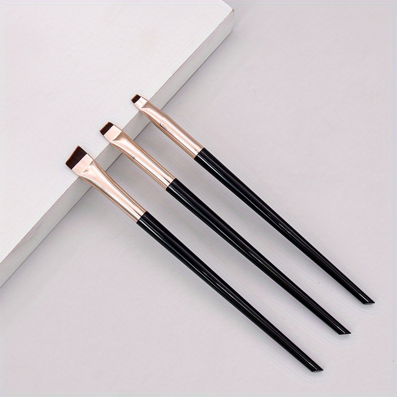 TEMU Portable Flat Fine Eyeliner & Eyebrow Brush Set - Perfect For Contouring & Enhancing Your Beauty!