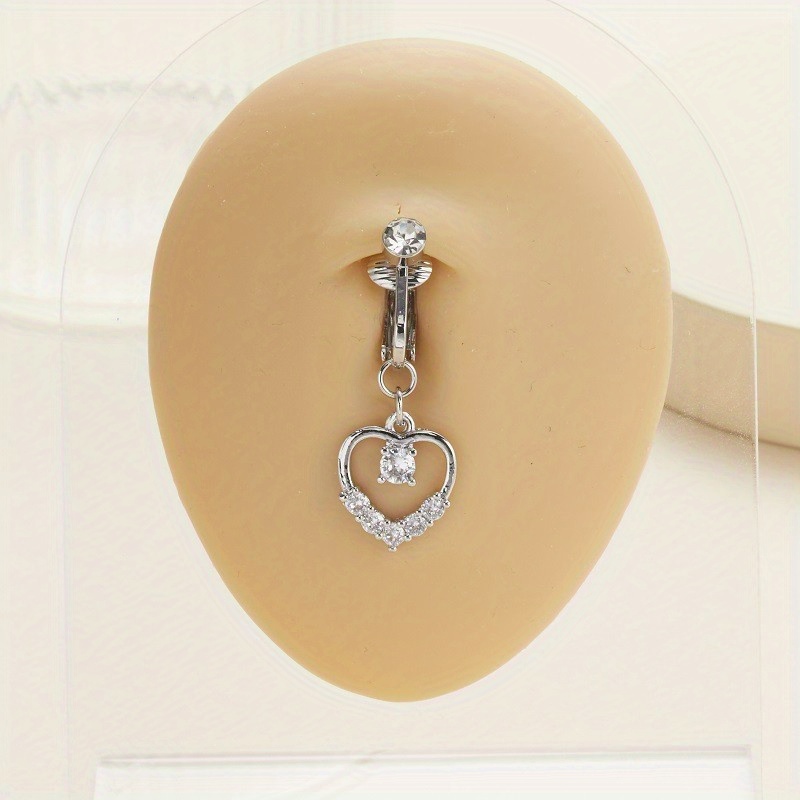 Fake Belly Ring Heart Shape Belly Ring Rhinestone Belly 