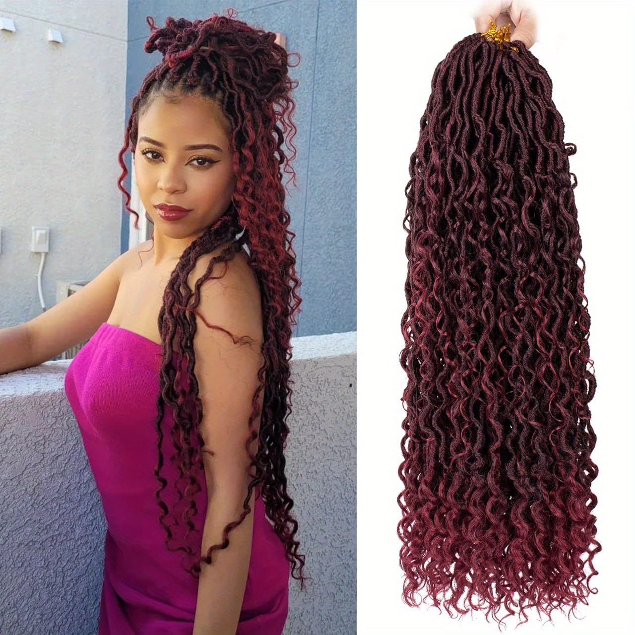 Synthetic Crochet Braids Hair Goddess Faux Locs Crochet Hair Soft Dread  Curly Hair Dreadlock 14/24