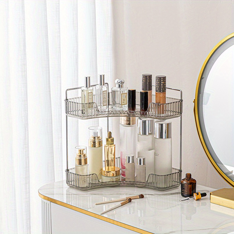 SANTREST Acrylic Organizer Multi-Functional Vanity Tray Corner Shelf for  Makeup Cosmetic Shower Racks 2 Tiers