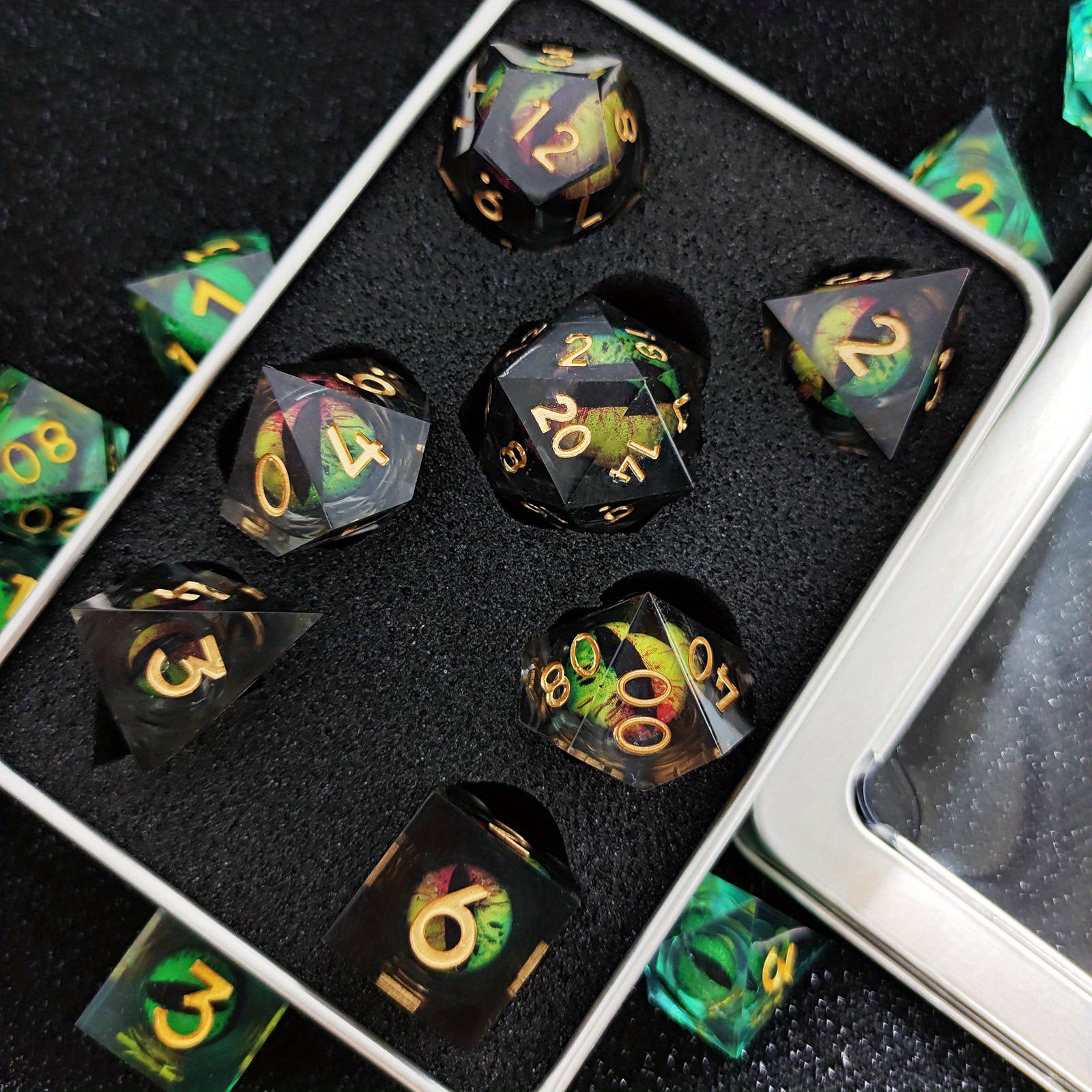 FOYTOKI 7 Peças Dados Luminosos Dragões Rpg Dados Multifacetado