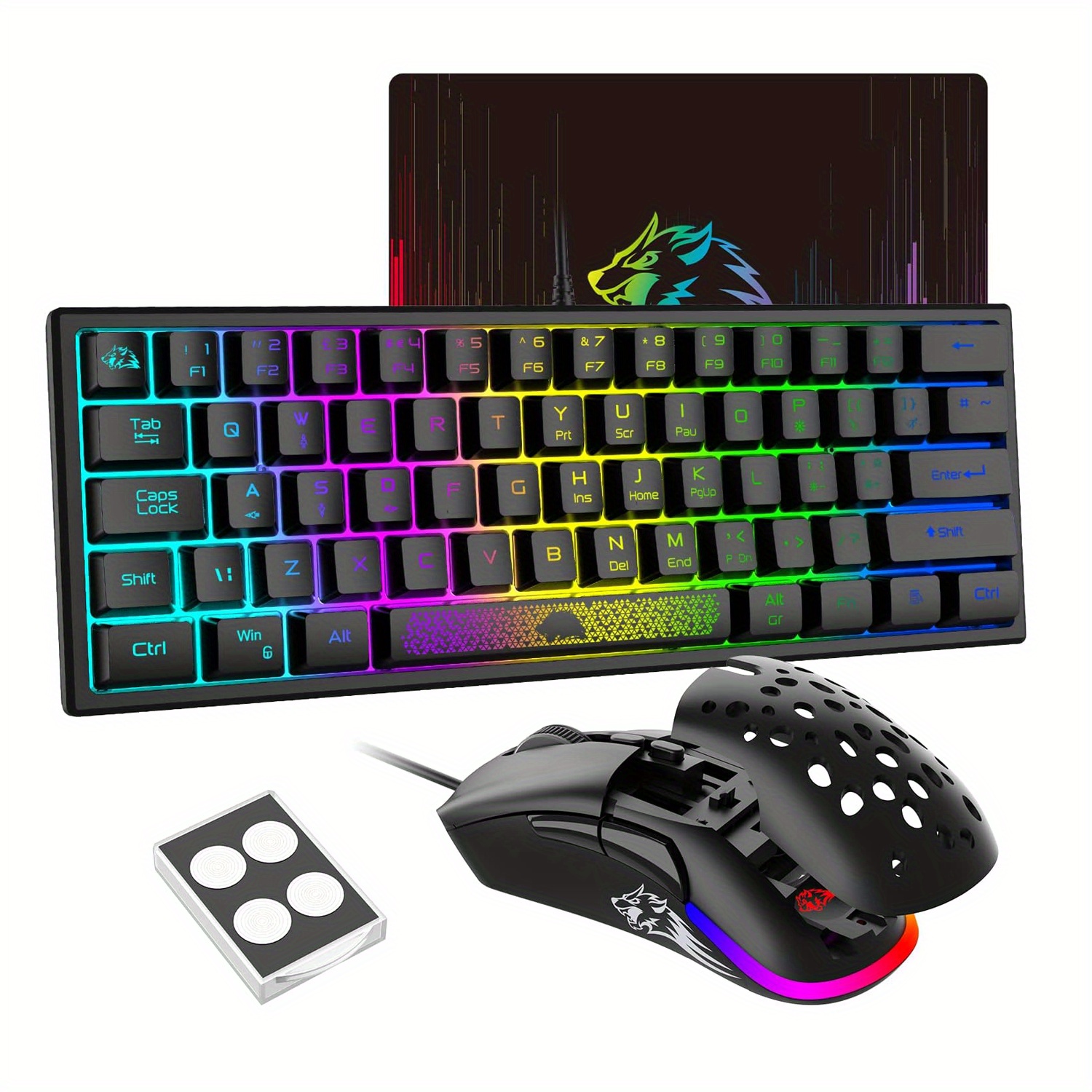 LexonElec K61 60% Mini Teclado Gaming Pequeño Mecanico Sentir 62 Teclas  Compact Cute Retro QWERTY RGB LED Iluminar Retroiluminado Ergonómico