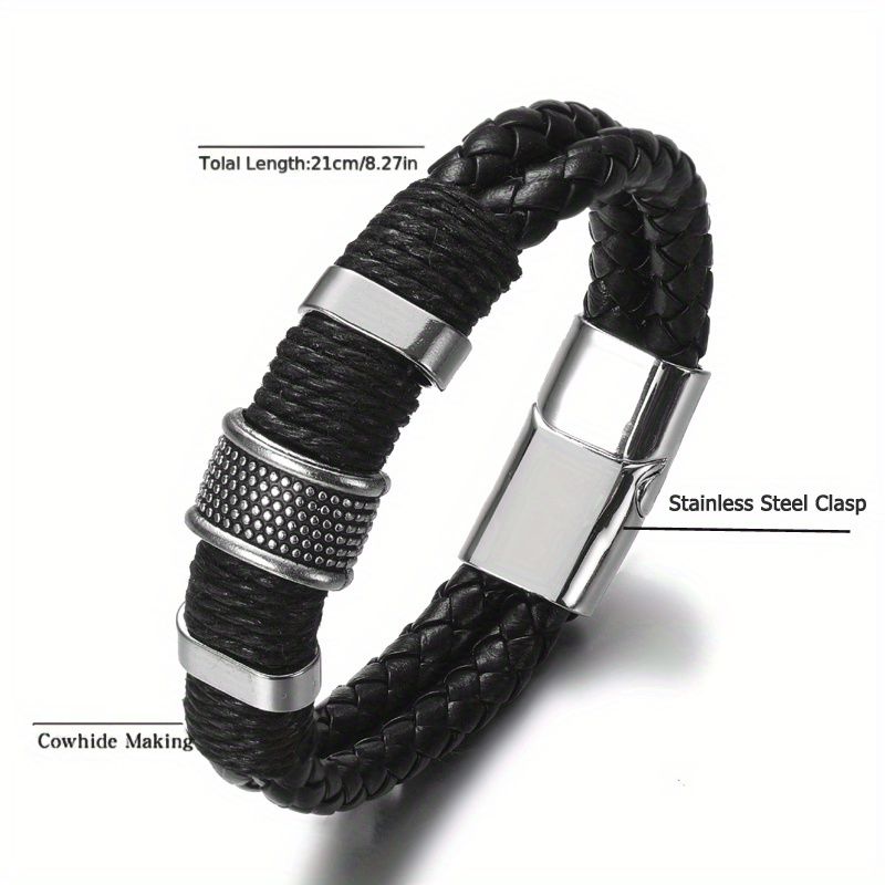 Black Double Layer Leather Bracelet