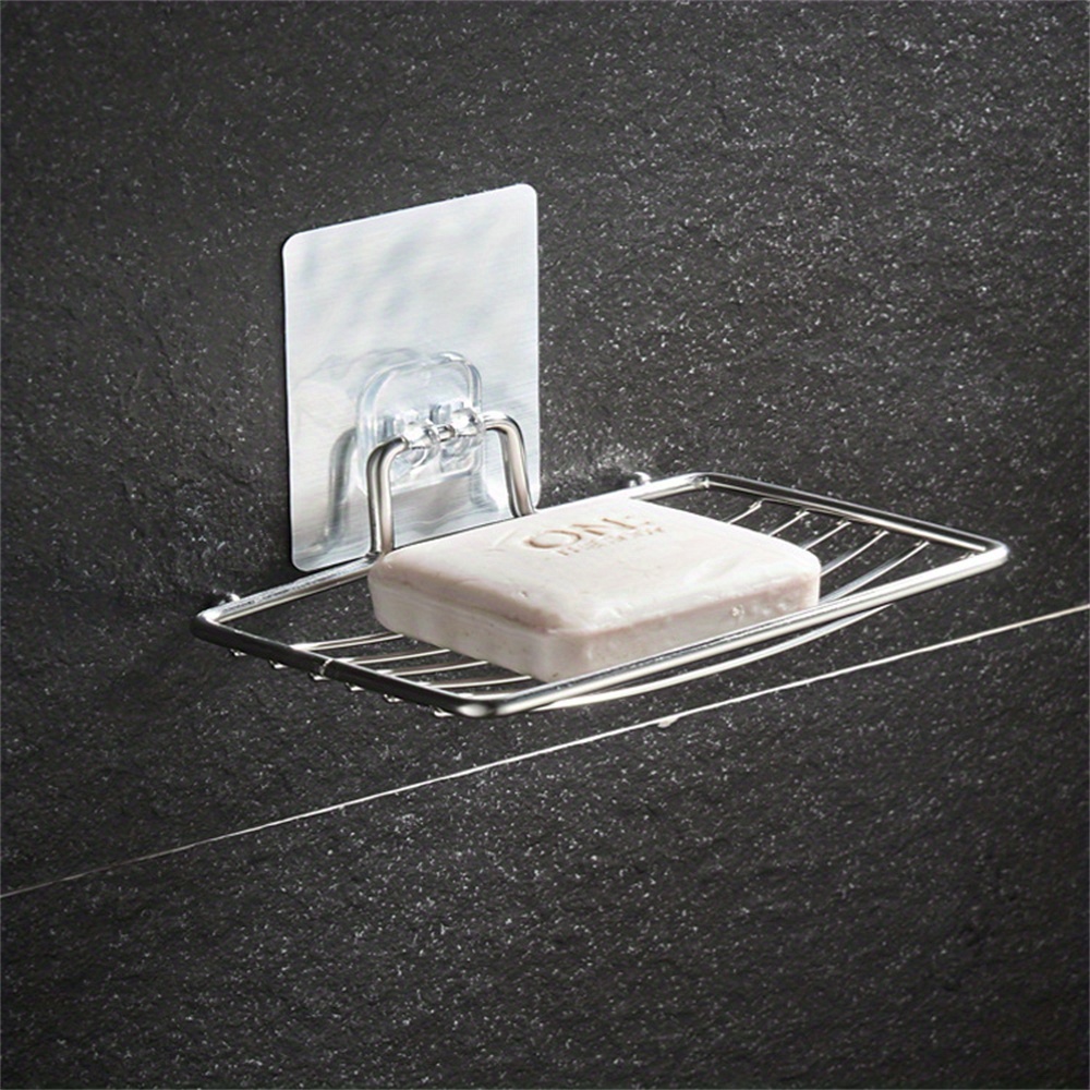 Stainless Steel Soap Dish Holder - Self-adhesive Wall Mounted Soap Sponge  Holder For Home, Kitchen, Bathroom, And Shower - Organize And Save Soap And  Sponge - Bathroom Accessories - Temu