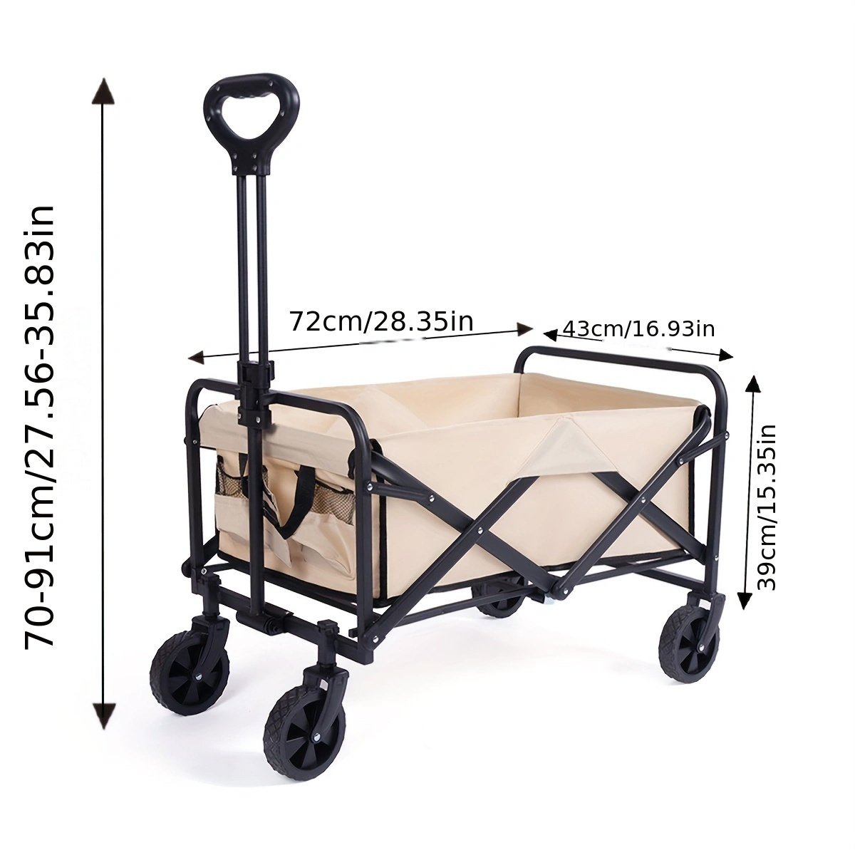 Small Folding Utility Cart with Wheels, Black