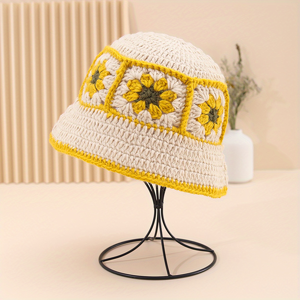 Hollow Crochet Bucket Hat Lightweight Breathable Casual - Temu New Zealand