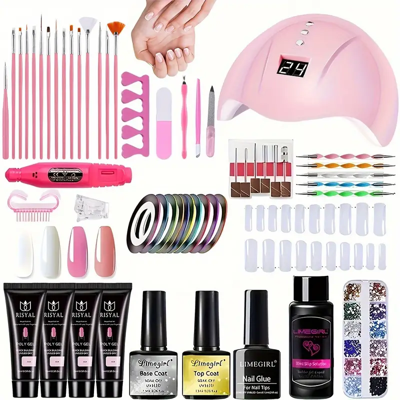 Gorgeous Manicure Kit: UV Gel, LED Lamp & Nail Art Tools for a Perfect Finish!