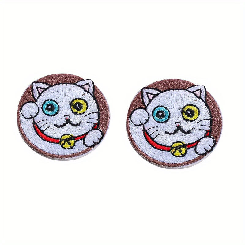 2pcs Cute Cartoon Cat Appliques Round Animal Embroidery Patches Badges  Sewing Supplies Girls Ladies Clothing Decoration Accessories Iron On  Patches Fo