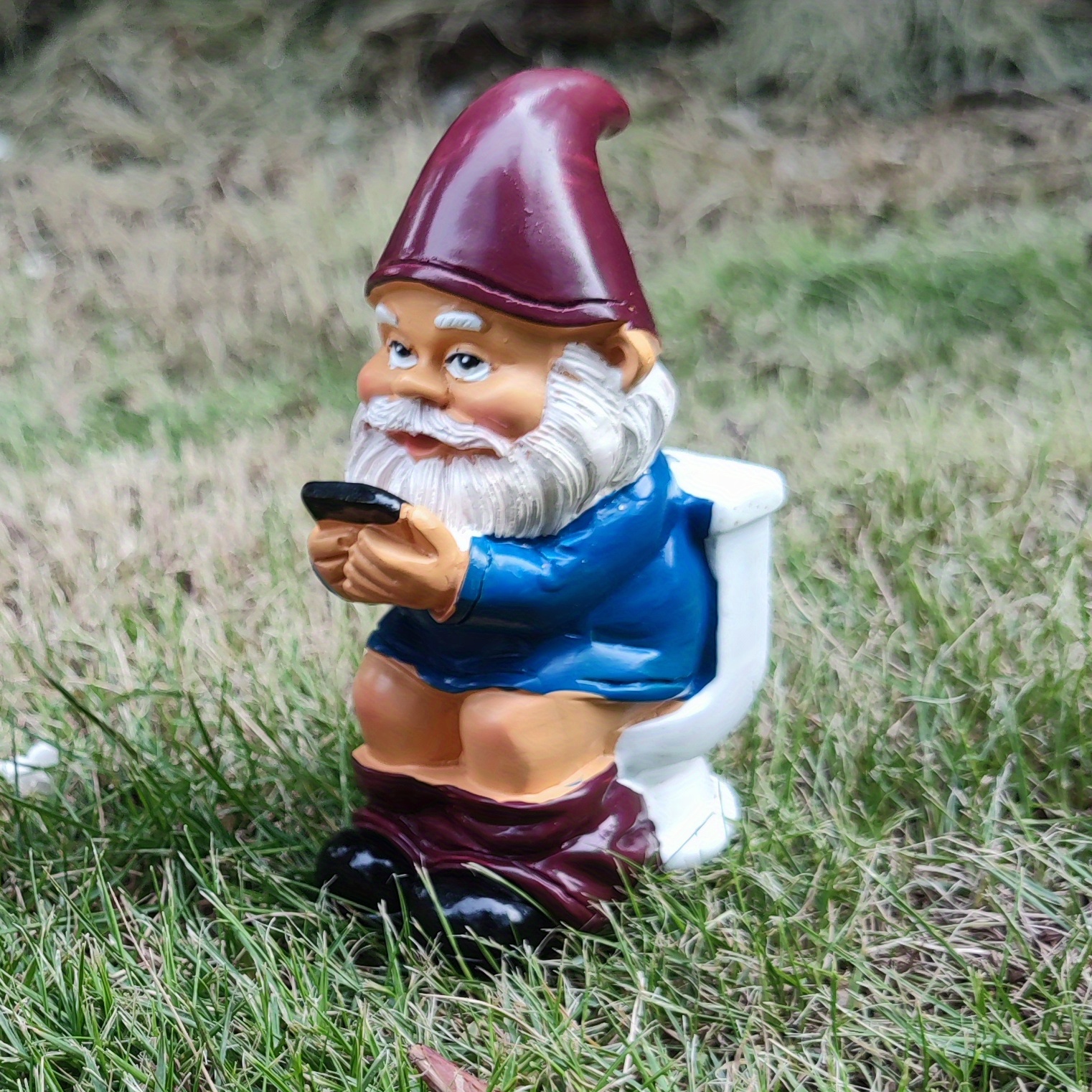 Reading Book Gnome Statue Sculpture Forgot Closing Door Resin