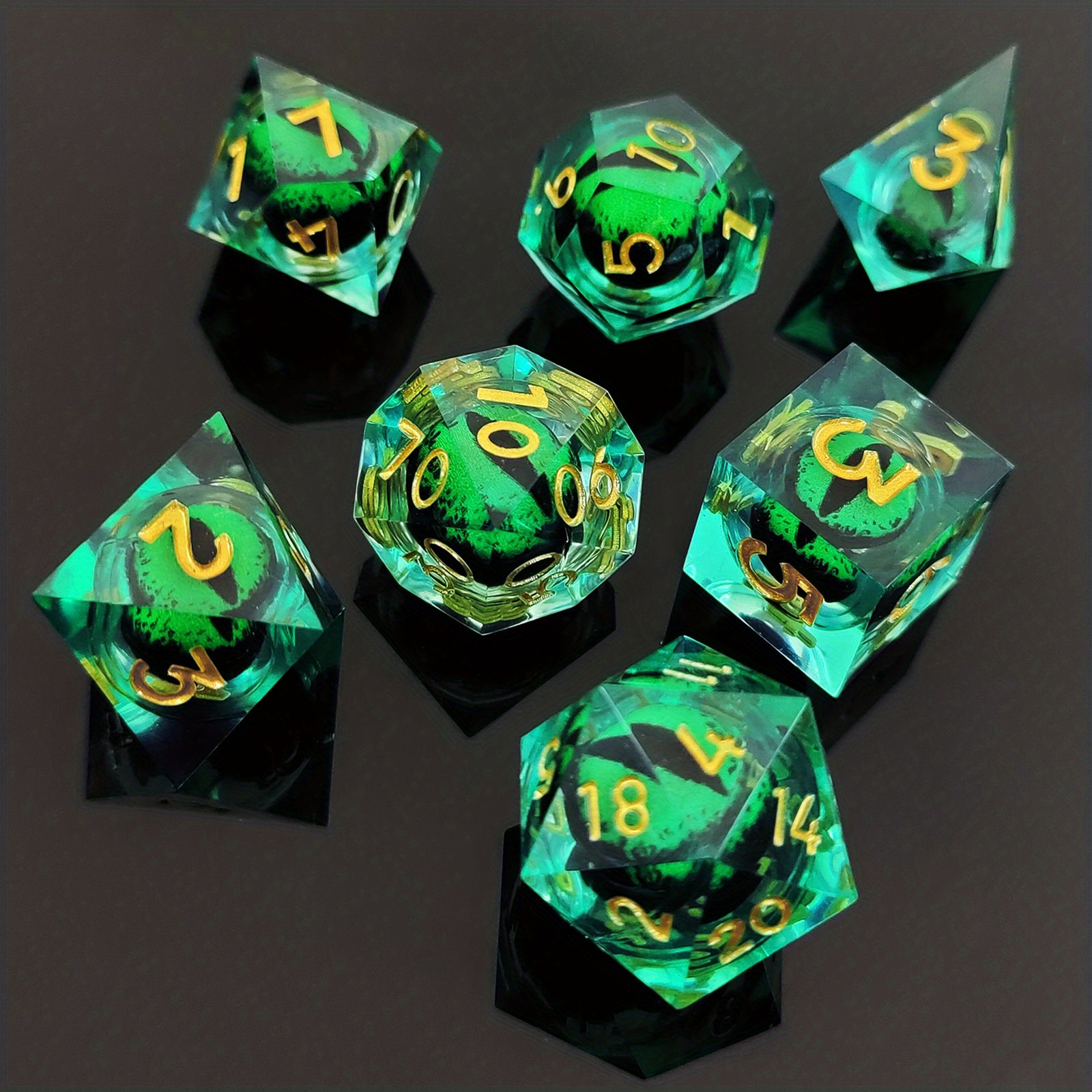 FOYTOKI 7 Peças Dados Luminosos Dragões Rpg Dados Multifacetado