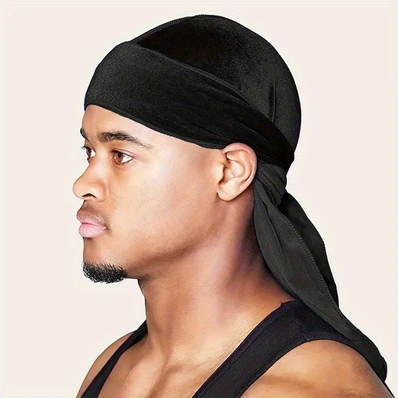 Velvet Durags For Men Long Tail Doo Rag Velvet Men Du - Temu