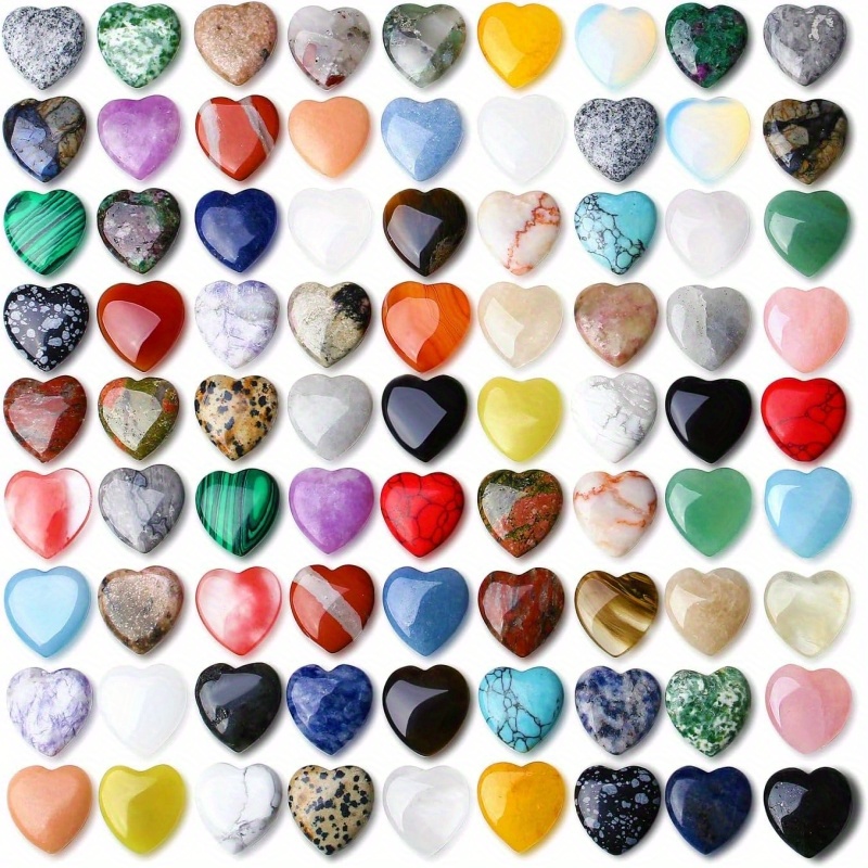 Four worry heart shaped gemstones (Natural Gemstones) set of 4 Natural  Semi-precious worry stones