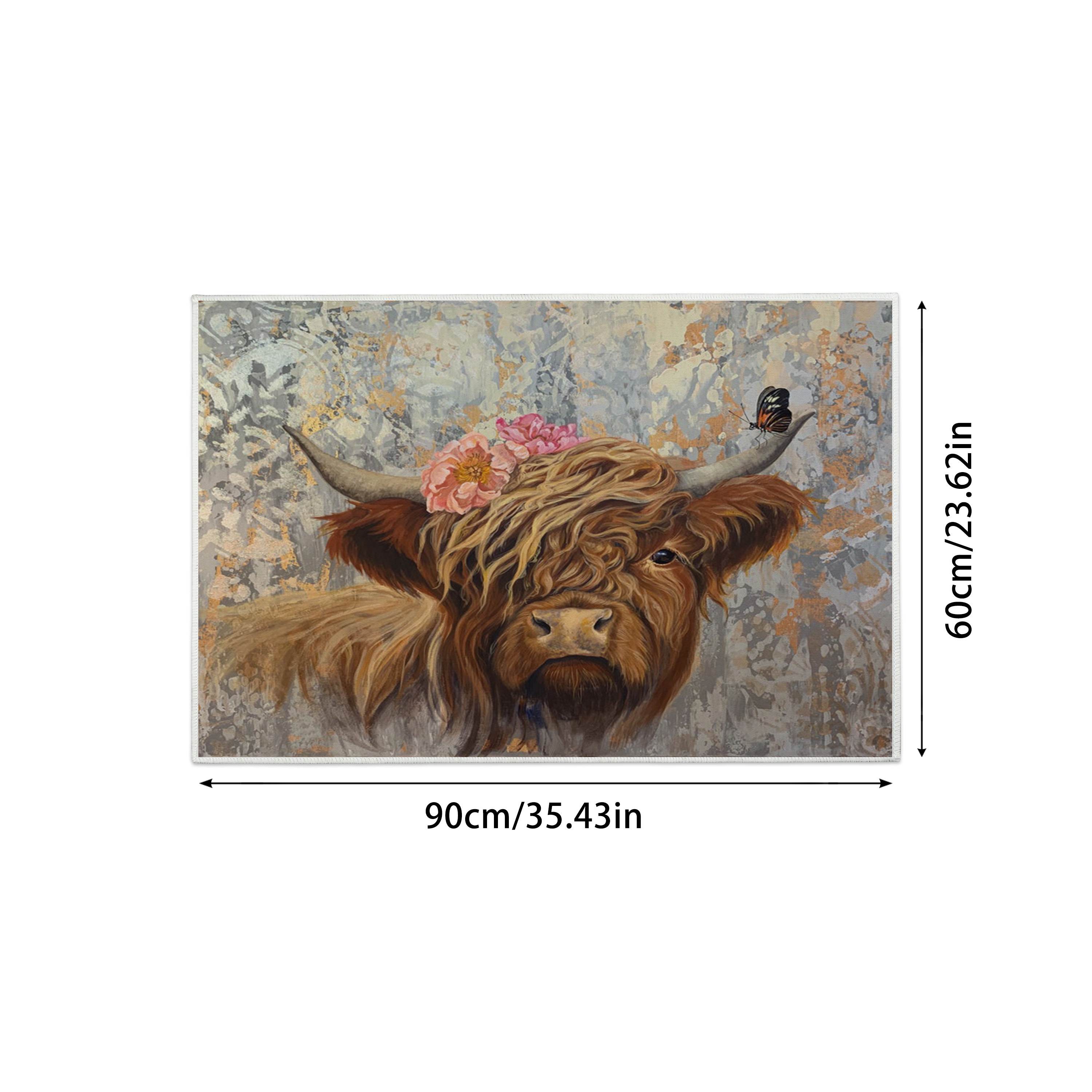 Highland Cow Doormat Non-slip Resist Dirt Door Rugs For Front Door