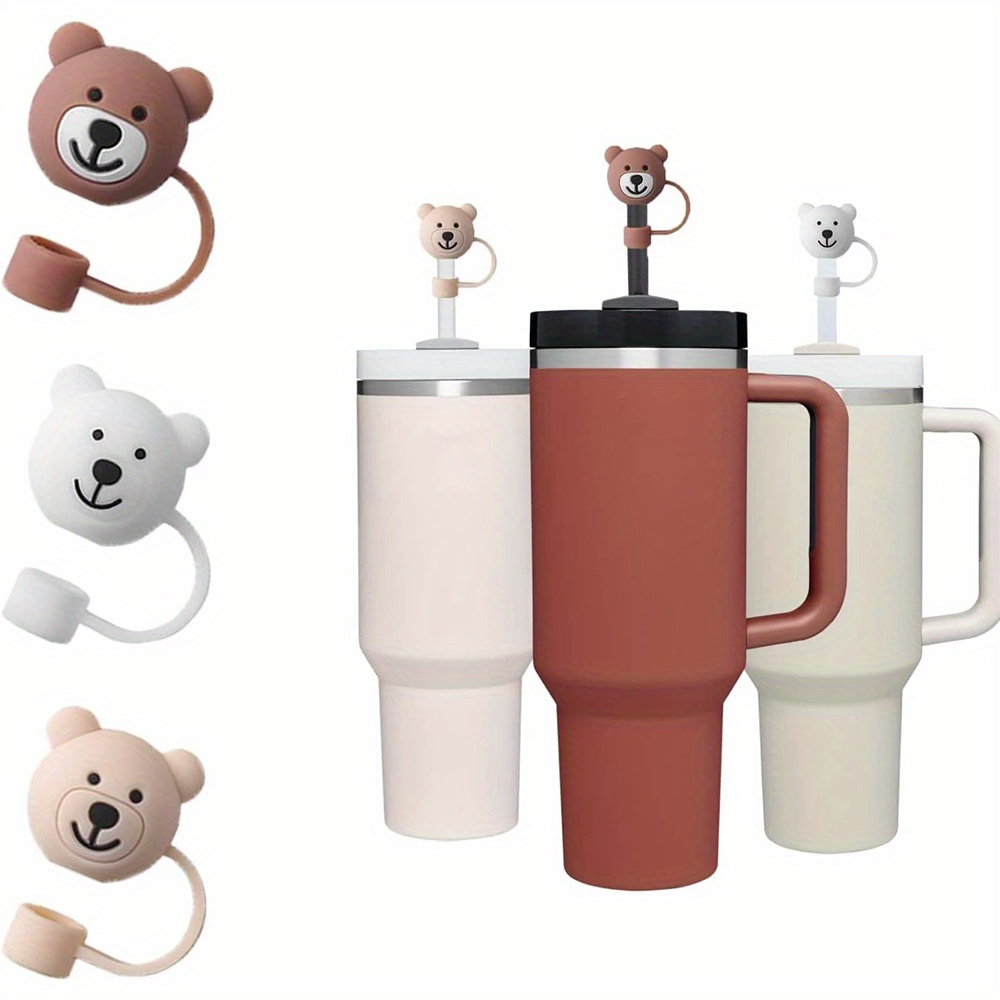 1Pc Little Bear Straw Cover for 30&40 Oz Tumbler, 0.4in Silicone