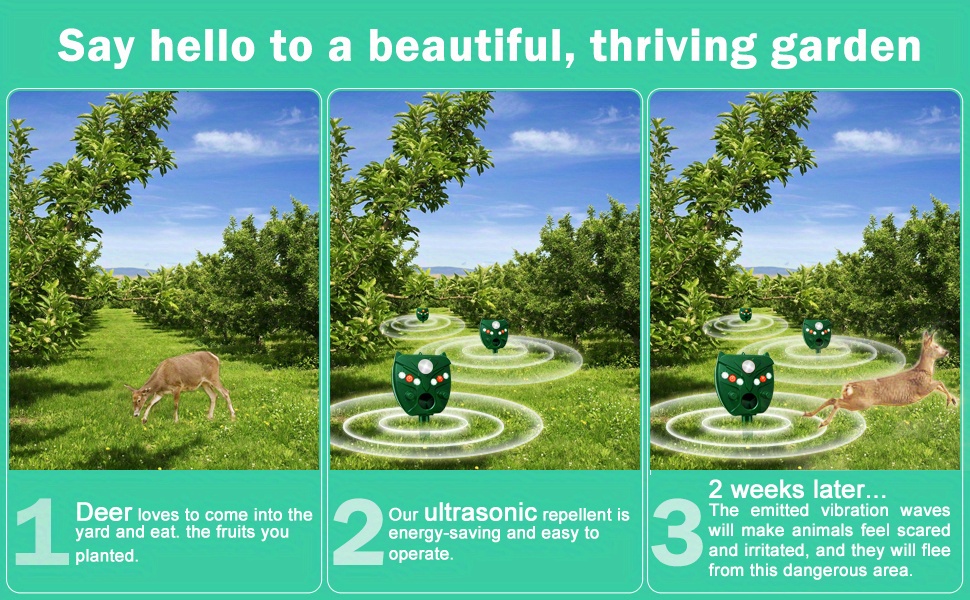 1pc Ultrasonic Animal Repellent For Outdoor Cat Dog Deer Chipmunk