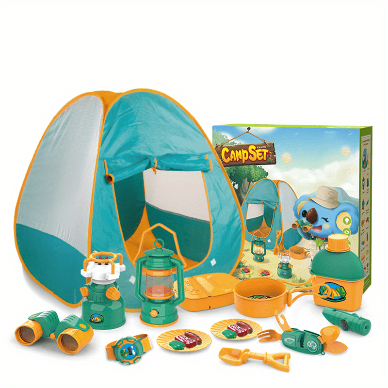 Veluoess Ensemble de Camping pour Enfants, Jouets D'équipement de Camping  pour Enfants avec Tente de Jeu Tente de Jeu Pop-Up Intérieure et Extérieure