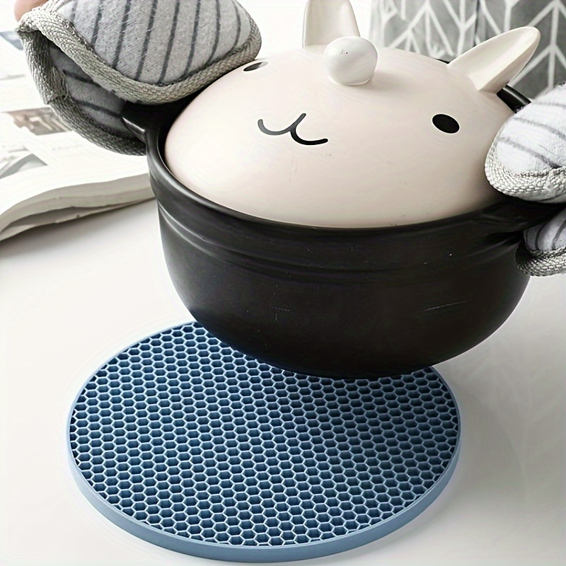 1pc Round Black Silicone Heat Insulation Pad, Non-slip And Heat-resistant  Table Mat For Hot Pots, Bowls And Cups In Home