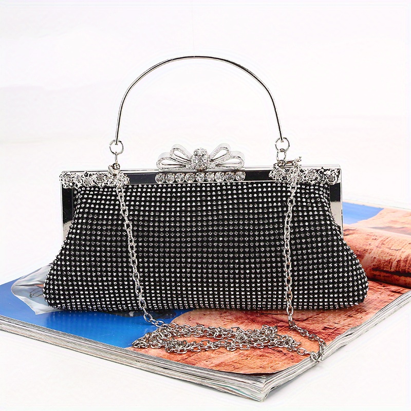 Clutch Purse Glitter Evening Bag Party Cocktail Prom Handbags for  Women,Black