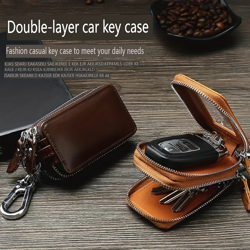 Large Capacity Key Bag Genuine Leather Double Layer Multi-function