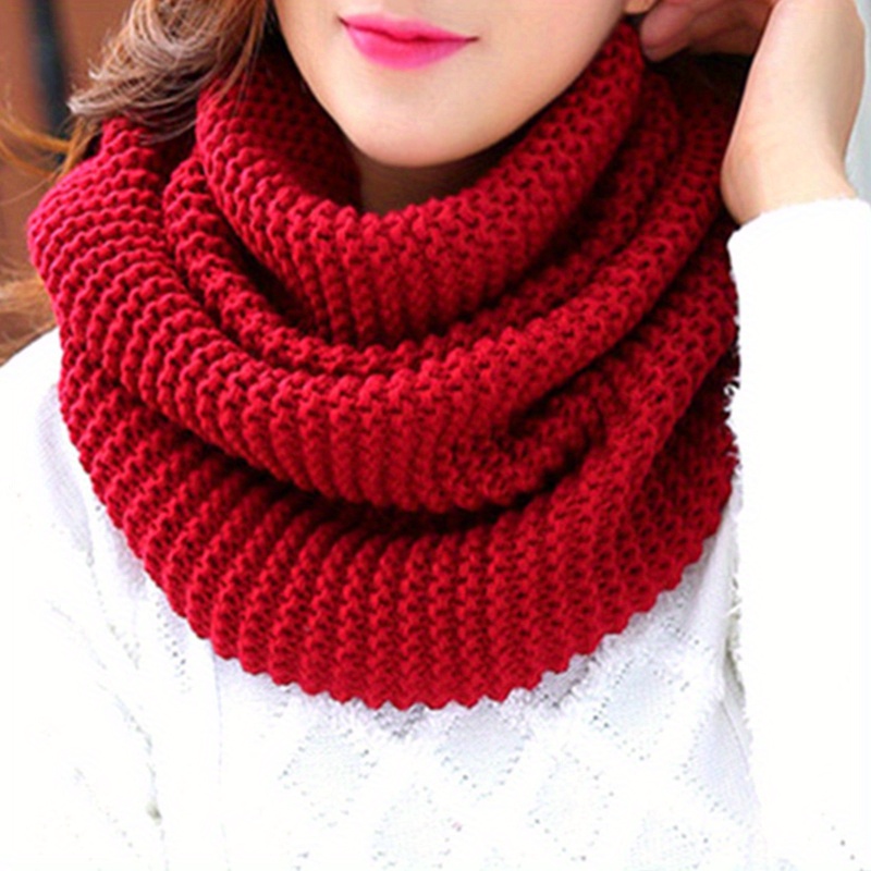 2023 New Winter Cable Ring Scarf Women Knitting Infinity Scarves