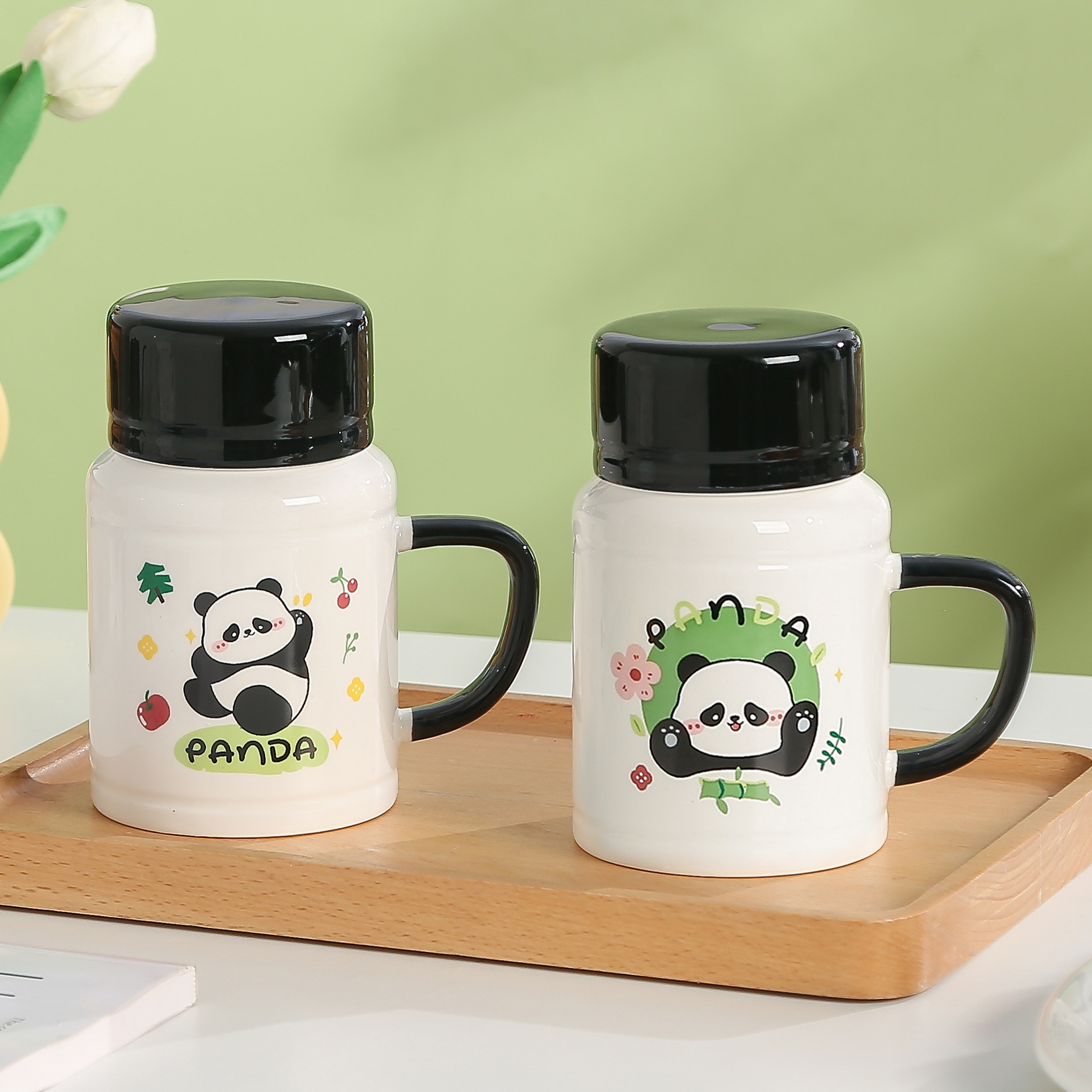 Cute Panda Mug With Lid Panda Cup Coffee Mug, Coffee Cups, Water