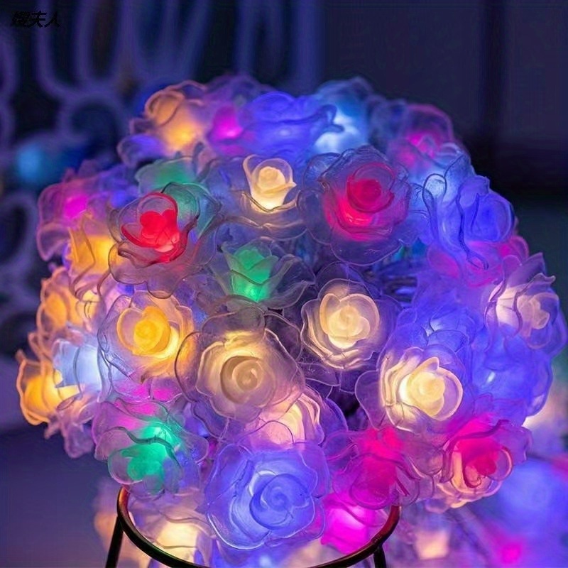 Image of 1pc 20led/30led/50led Solar 8-mode Rose Light String, Light Strip, Romantic Decorative Light For Valentine's Day Wedding Proposal Garden, 1 String